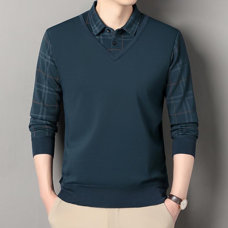 

Autumn Winter Mens Fleece Pullover Men S Polo Collar Sweater Knitwear Classic Plaid Sweaters Thick Warm Khaki Korean Clothing M