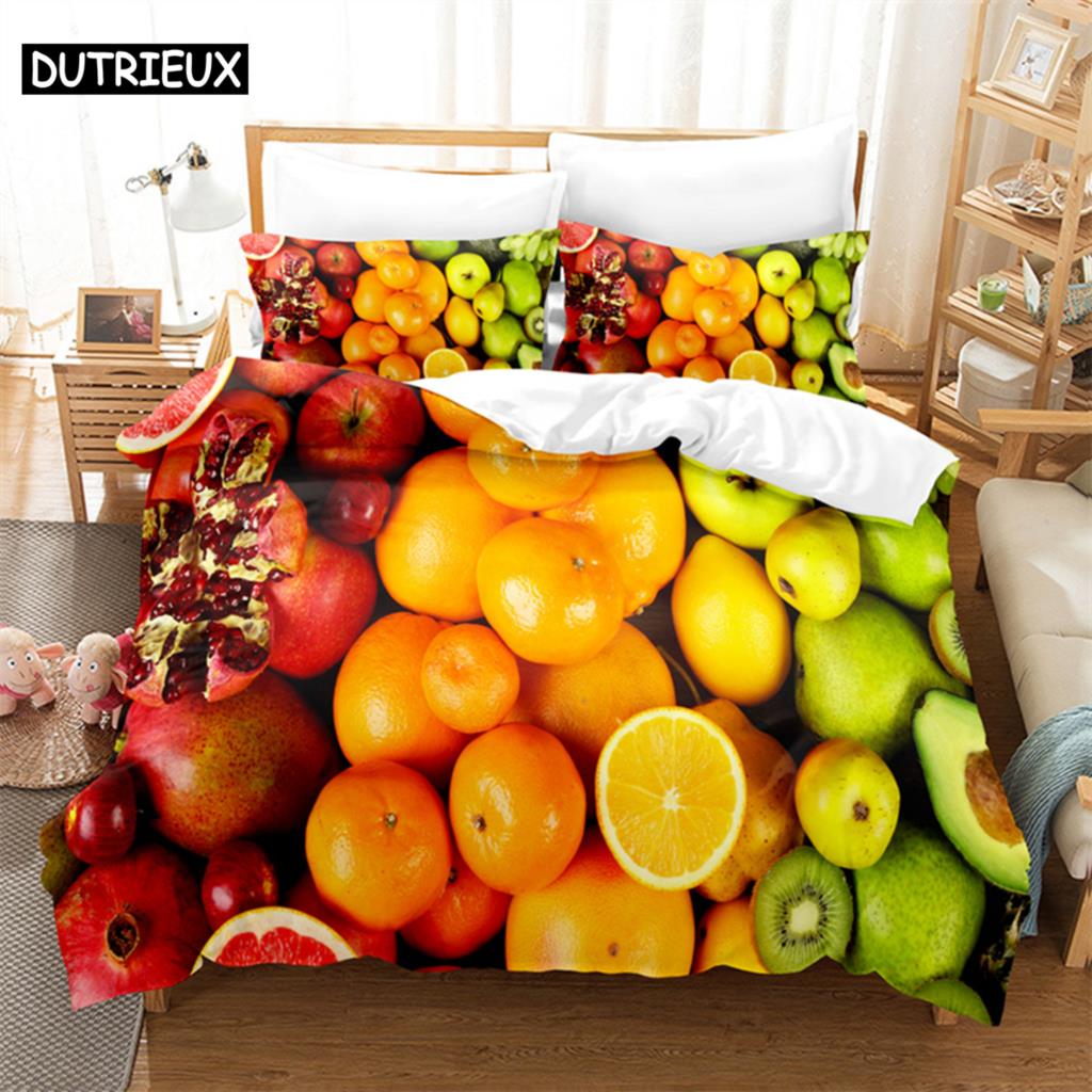 

Summer Fruit Queen Bedding Set Duvet Cover Set Bedding Digital Printing Bed Linen King Size Duvet Cover Set Bedding Set EU Single(135*200cm)3pcs