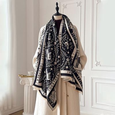 Yeni Kadın Moda Markası Kaşmir Eşarp Lüks Sonbahar Kış Sıcak Çift Taraflı Jakarlı Baskılı Paşmina Şallar Bufanda