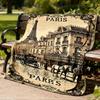 1pc Parisian Architecture Print Outdoor Blanket, Lightweight Polyester,