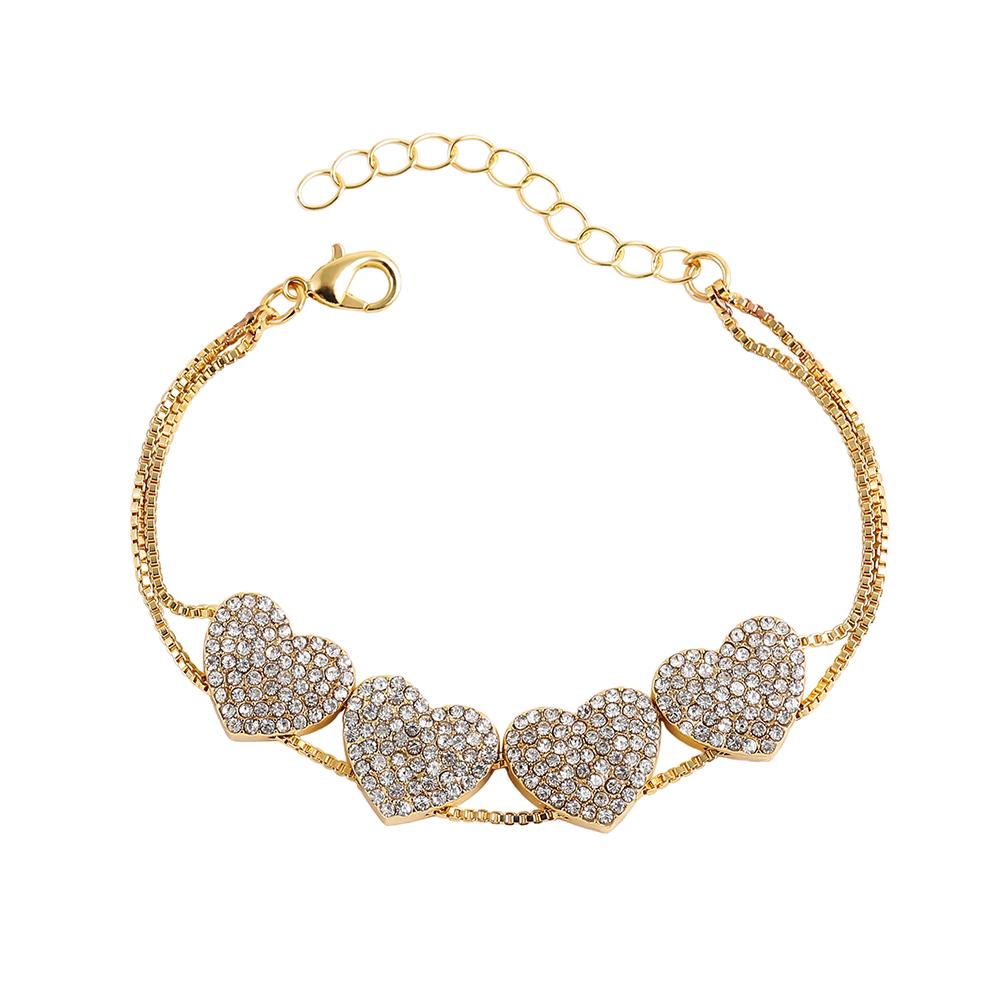 

Luxury Snowflake Butterfly Heart Charm CZ Bracelet Bangle for Women Gold Color Double Layer Chain Bracelets on Hand Zircon Gift