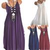 Elegant Women Summer Crew Neck Sleeveless Tank Maxi Dress With Lace Detail