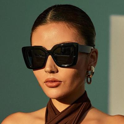 Non-polarized Vintage Women Men Square Big Frame Sunglasses Female Brand Designer Retro Shades Fashion Cat Eye