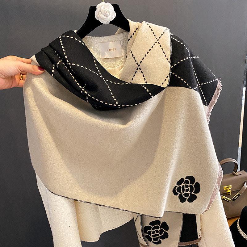 Women's Cashmere Blend Double-Sided Scarf - Autumn/Winter Warm Shawl, Versatile High-End Fashion