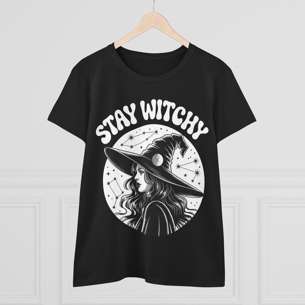 Stay Witchy Womens Cotton Tee Gothic Halloween Shirt For Modern Witches S