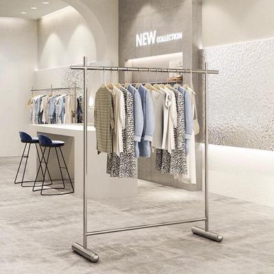 Stainless Steel Minimalist Clothing Display Rack for Men's, Women's & Children's Stores