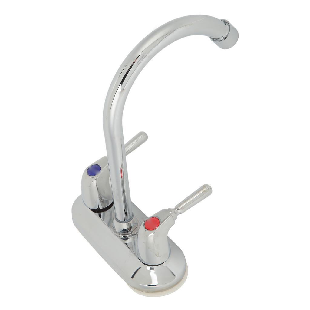 Sink Faucet 2 Handle 2 Holes Deck Plate Design Hot Cold Water Basin Mixer Tap for Bathroom Kitchen