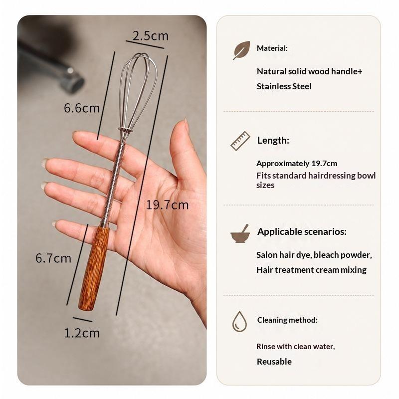 Stainless Steel Mini Hair Dye Mixer Wooden Handle Manual Ointment Mixing Rod For Stirring And Hair Dyeing Tool
