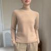 Rolled-Edge Half-High Collar Cashmere Knit Seamless Sweater: Women's Autumn/Winter Solid White Wool Base Layer