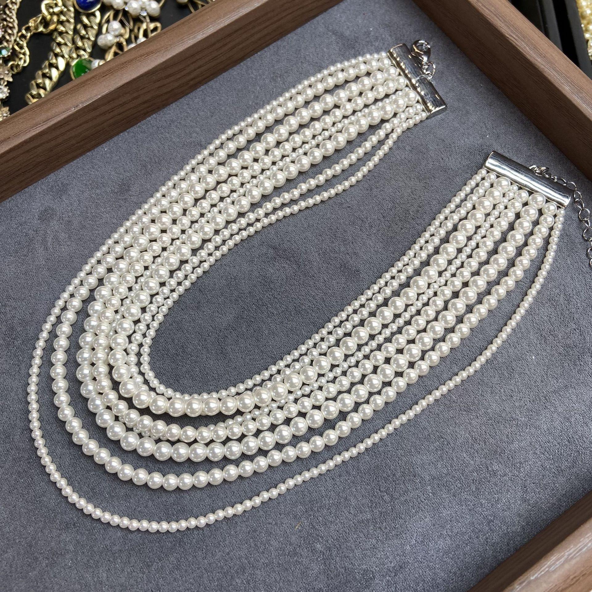 

Популярное ювелирное изделие многослойное ожерелье легкое роскошное знаменитость темперамент жемчужное ожерелье универсальное колье-чокер ключичная цепочка