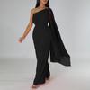 Einfarbiges One-Shoulder-OL-Bankettkleid und afrikanischer Jumpsuit für Damen
