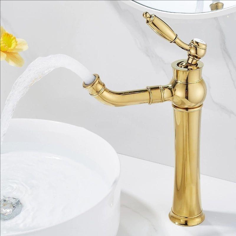 Chrome Basin Faucets Modern Gold Deck Mounted Bathroom Mixer Faucets High Bathroom Sink Faucet Taps
