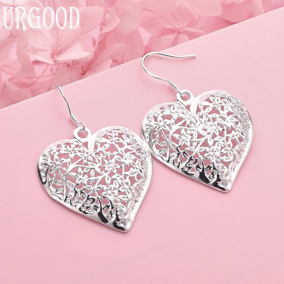 925 Sterling Silver Heart Earrings Wedding Jewelry