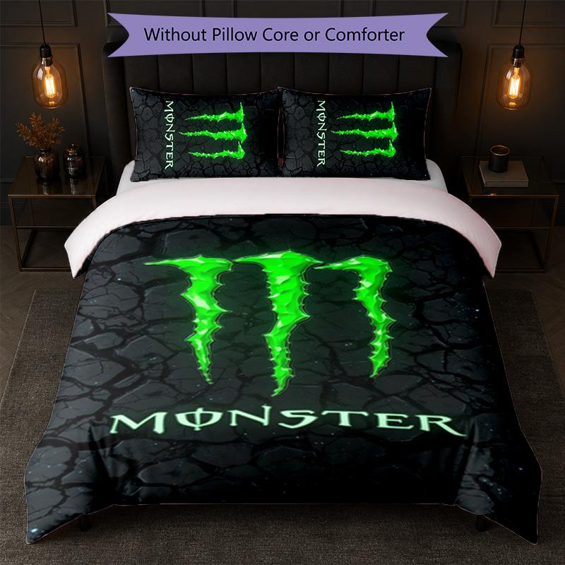 Monster Energy Print 3Pcs Duvet Cover Set 1 Duvet Cover and 2 Pillowcases Soft Bed Linen For Household Bedroom