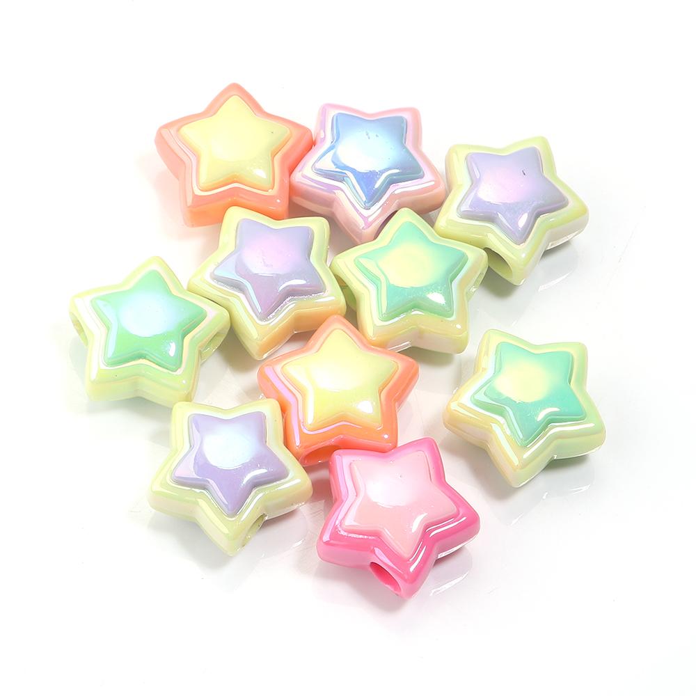 10pcs/Lot AB Colors Acrylic Beads for Jewelry Making Candy Butterfly Tie Star Beads Loose Spacer Beads DIY Bracelet Keychains