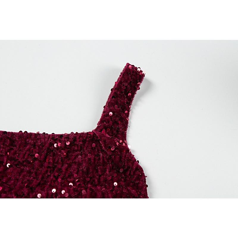 Women Sexy Sequin Slim Fit Spaghetti Strap Long Elegant Formal Party Dress