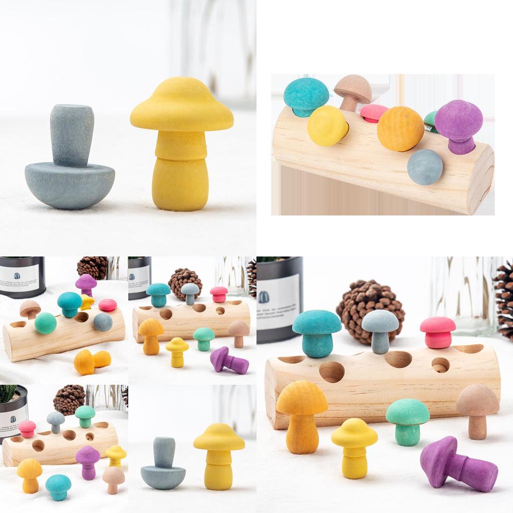 Wooden Mushroom Picking Game For Early Education And Focus Training