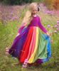 Rainbow Mesh Long Sleeve Dress for Girls - Autumn/Winter Princess Skirt