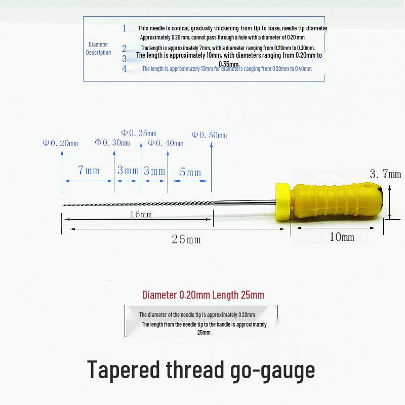 Threaded 0.05mm Ultra-Fine Steel Nozzle Cleaning Needle for Go-No-Go Gauge Valve