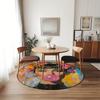 1pc Vibrant Pop Art Polyester Round Mat - Non-Slip, Machine Washable, Thick Felt Mat for Living Room, Bedroom, Hallway, Patio, Garden