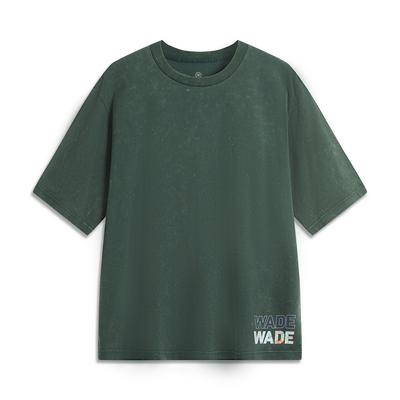 Li Ning X Jcchr Artist Collaboration Wade Series Printed Letter Crew Neck Versatile Breathable Loose Short Sleeve T-Shirt Men Tops AHSUB29-1