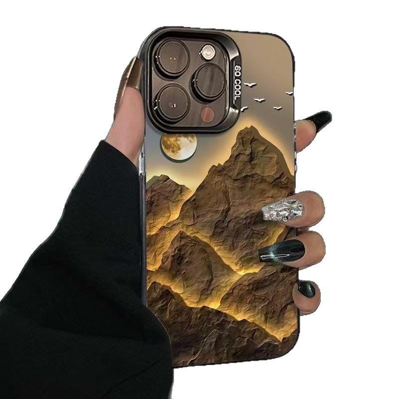 Golden Mountains Suitable for Apple 17Promax mobile phone case iPhone16/15ins14 text 13 electroplating case