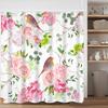 Vintage Bird Flower Shower Curtain with Hooks Artistic Peacock Floral Design Chinese Style Waterproof Polyester Bathroom Curtain