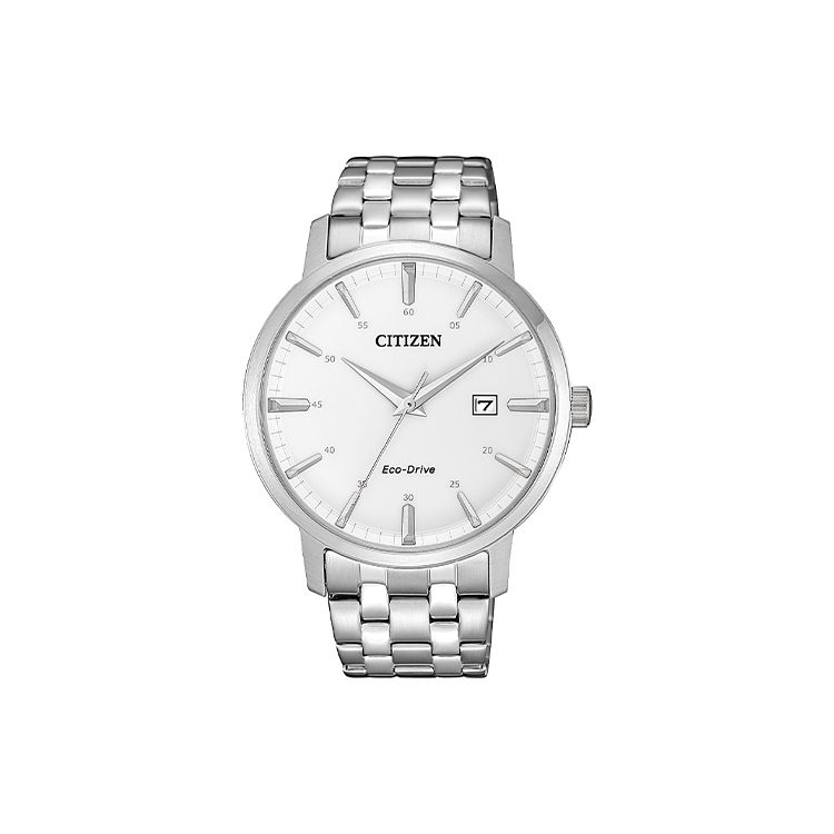 

Citizen Eco-Drive Series Date Display Low Battery Indicator Solar Powered Quartz Movement Stainless Steel Watch Men watches Silver BM7460-88H Silver Strap White Dial