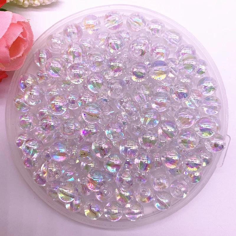 NEW 4-14mm AB Color Round Acrylic Beads Loose Spacer Beads For Jewelry Making DIY Bracelet Accessories