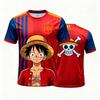 One Piece Monkey D. Luffy Spain National Team 3D Quick Dry T-Shirt For Men Women Kids Anime Football Fan Tee Outdoor sportswear