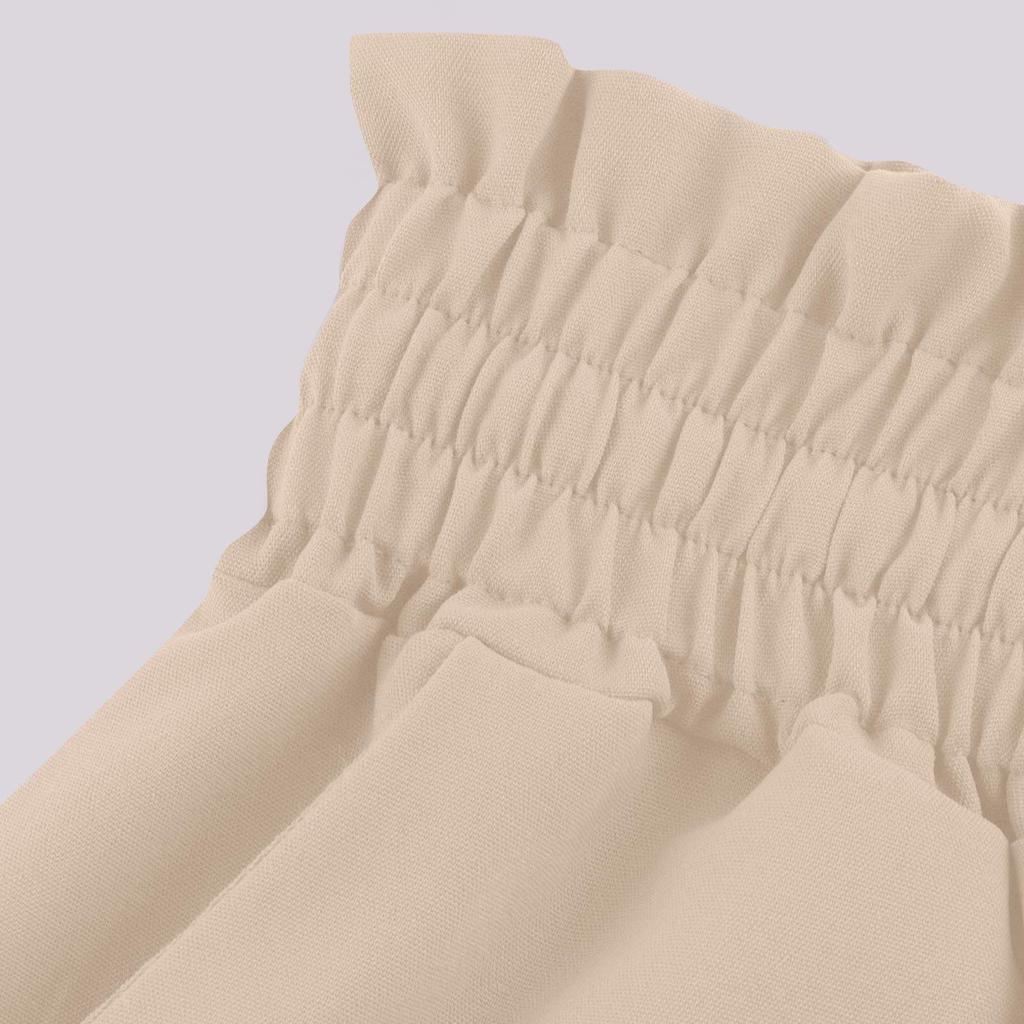 Damen Einfarbige Hose Elastischer Bund Weiter Beinschnitt Hoher Bund Lange Culotte CLE
