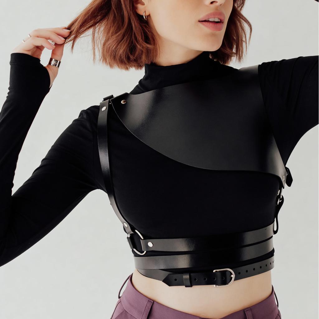 Women'S Leather Harness Vest: Adjustable Buckles, Punk Rock Fashion Accessory For Concerts