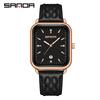 Sanda Quartz Retro Square Watch: Simple Bar Index, Calendar, Waterproof, Business Casual, Unisex Strap
