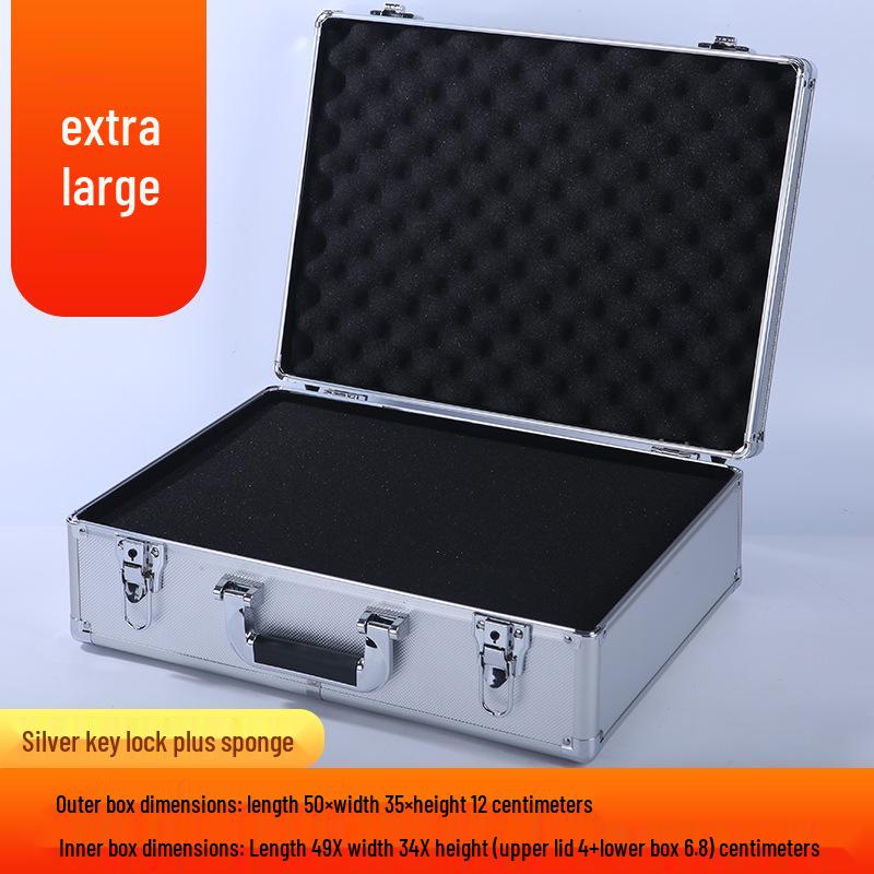 Aluminum Alloy Portable Toolbox with Lock for Hardware, Documents, and Cash Storage