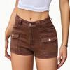 2026 Summer New Women's Denim Stretch Shorts with Multiple Pockets Casual Denim Shorts
