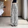 2025 Summer Retro Print High-Waisted Wide-Leg Pants - Slimming, Loose, and Lightweight for Women