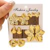 New gold stud earrings set, flower heart-shaped geometric various versatile earrings, trendy jewelry
