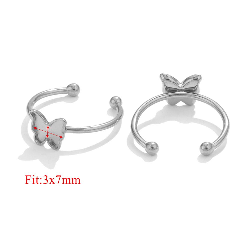 10 Stück Verstellbare Edelstahl Offene Ringfassungen Leere Basis Fassung Cabochon Ringe Für Schmuckherstellung DIY Fingerring Leere