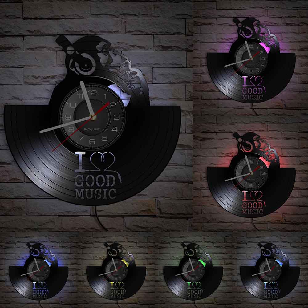 Music Is My Life Music Inspirational Quote Home Decor Music Headphone Wall Clock Rock n Roll Vintage Vinyl Record Wall Clock