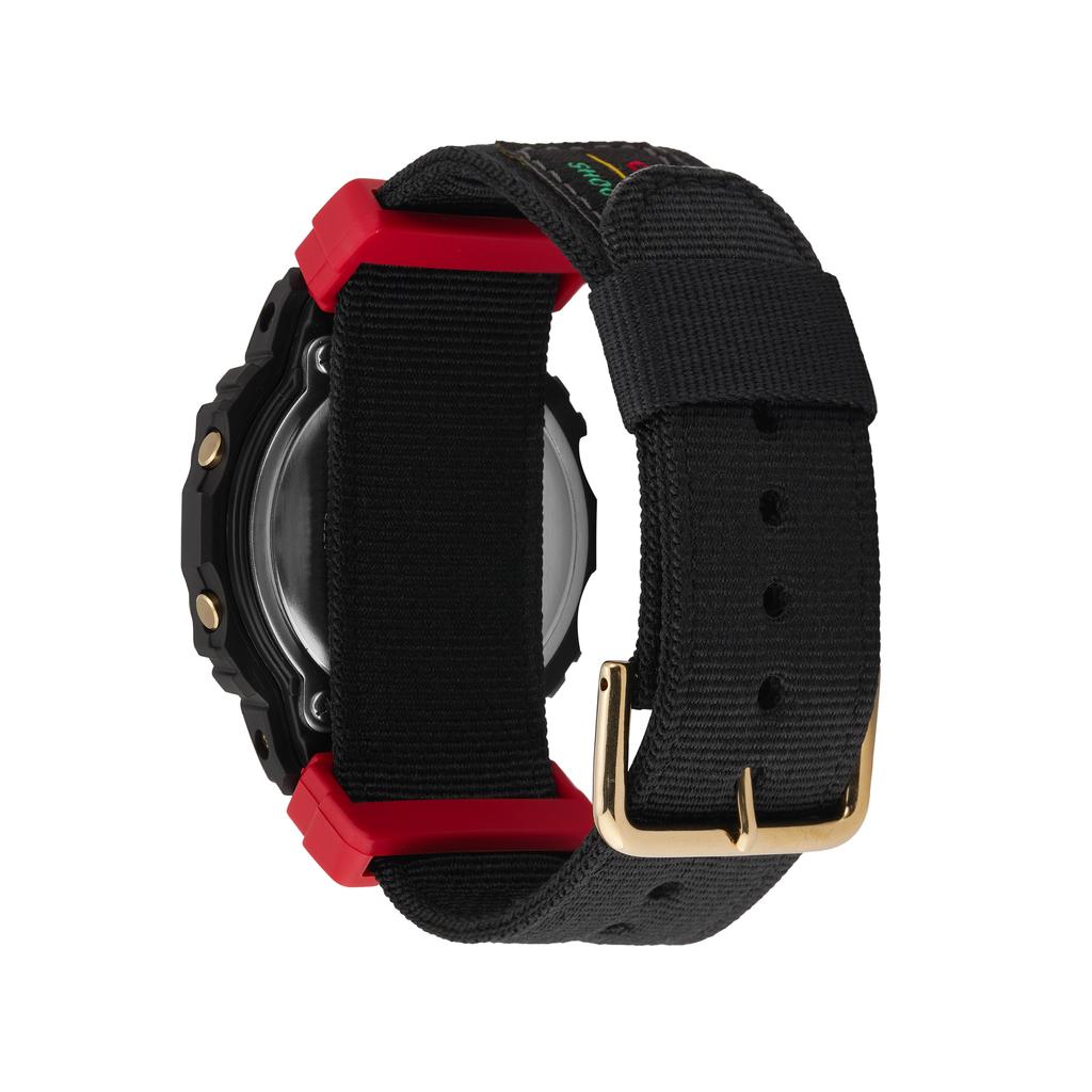 Casio G-Shock Classic Retro Square Fashion Color Block Street Style LCD Display Electronic Movement Fabric Strap Men Watches Black DW-5600THC-1