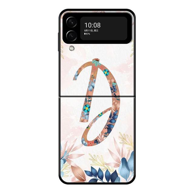 Floral Pattern Leaf Letter Art Phone Case For Samsung Galaxy Z Flip 4 Z Flip3 5g Shell For Galaxy Z Flip Hard Cover Couqe