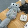Gray Fluffy Kitten Japanese-Style Pencil Case - Cute, High-Capacity Student Stationery Holder
