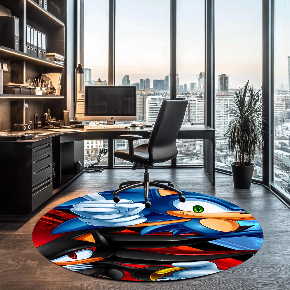 Runder Sonic-Teppich Teppich Stuhlteppich Bereichsteppich Eingang Fußmatten, für Bürostuhl Wohnzimmer Schlafzimmer Küche.