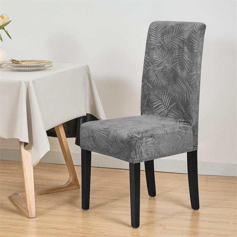 1/4 Stück Weicher Samt Esszimmerstuhlbezug Blätter Jacquard Stuhlhusse Schmutzabweisend Elastischer Sitzbezug für Hochzeitsbankett Zuhause