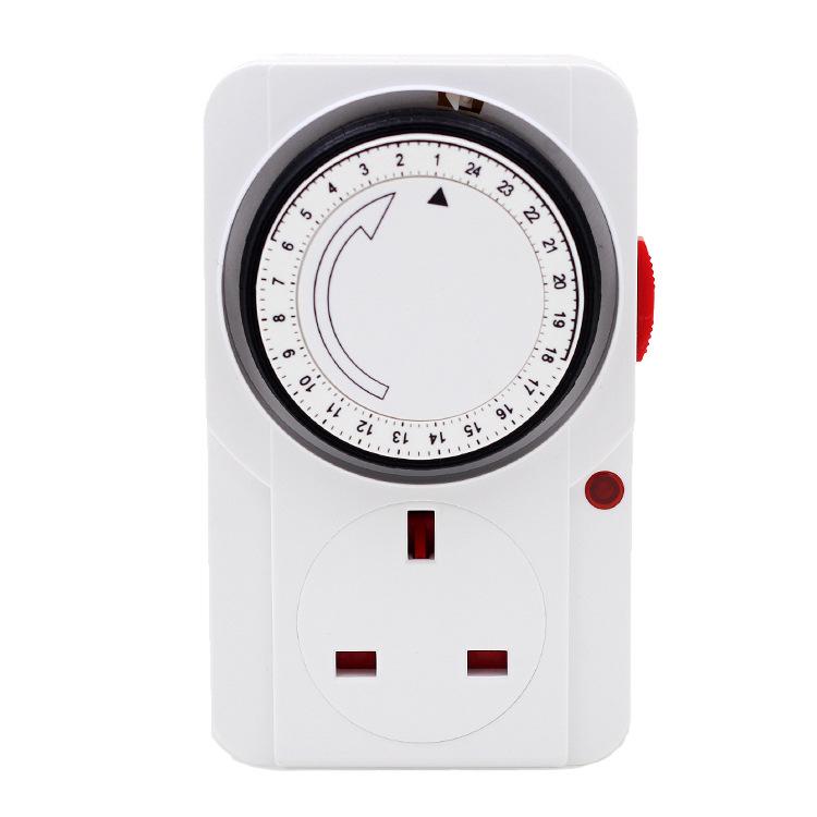 UK 13A Mechanical Timer Socket: 24-Hour Automatic Power On/Off Controller