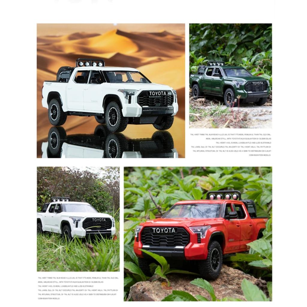 1/24 Toyota Tundra Alloy Pickup Car Model Diecast & Toy Metal Off-Road Vehicles Car Model Sound and Light Collection Childrens Toy Gift