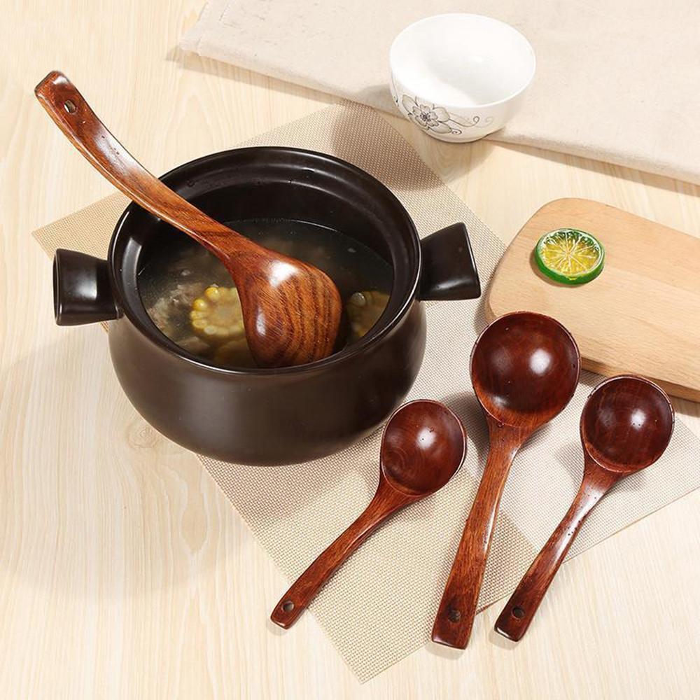 Porridge Non-stick Mixing Stirrer Wooden Kitchen Wood Spoon Soup Ladle Ladle Scoop Rice Soup Spoon