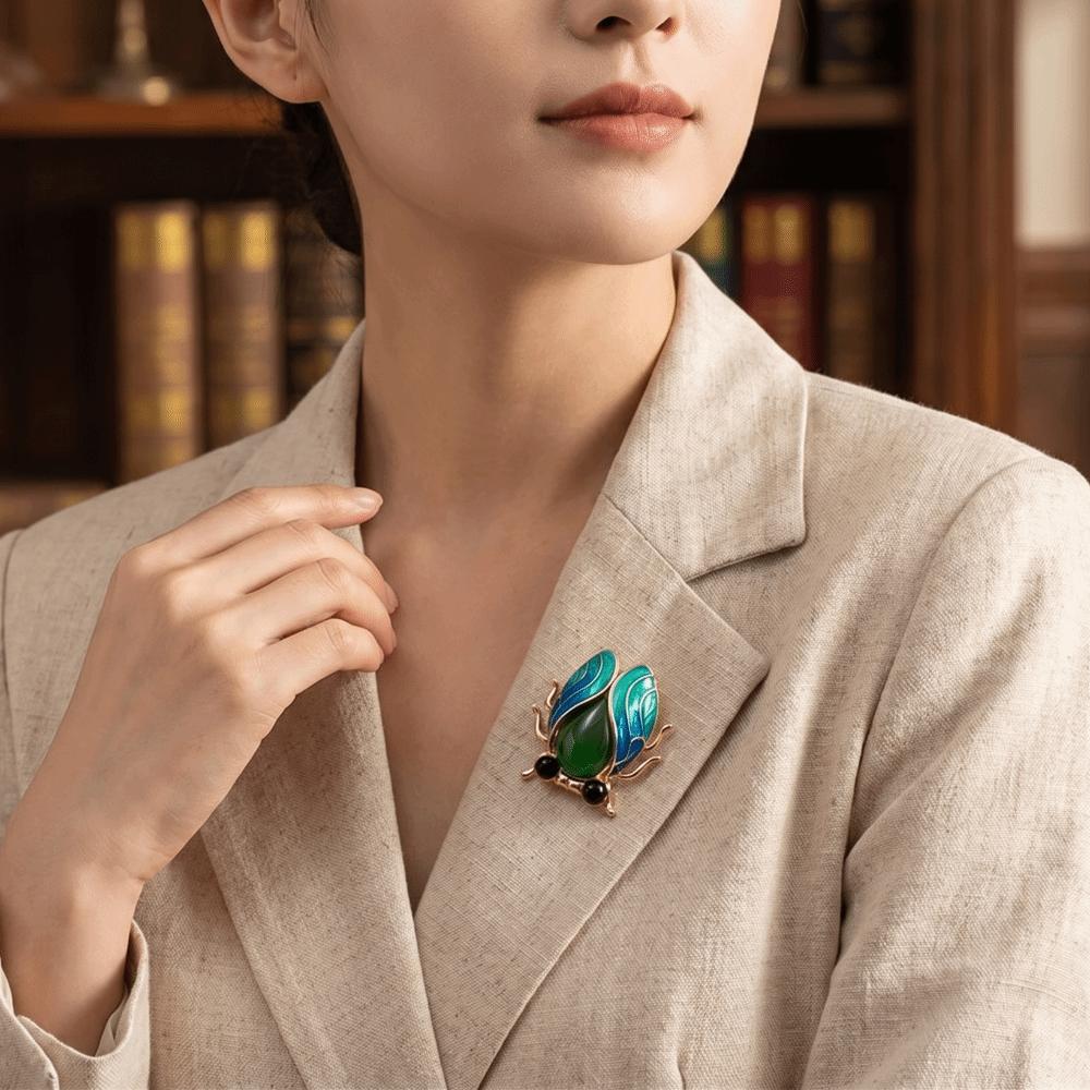 Chinese Style Cicada Brooch Real-like Enamel Brooch Vintage Insect Lapel Pin Gifts