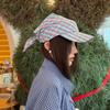 Dopamine Headscarf Baseball Hat Plaid Strappy Bandana Cap Triangle Headscarf Hat  Summer Outing