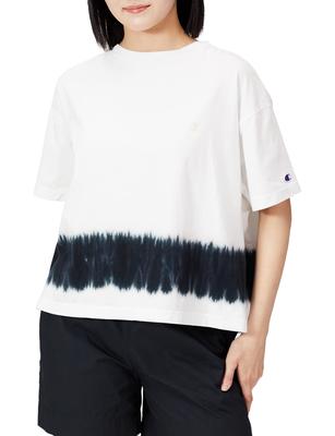 Kısa Bir Nokta Bol Kısa Kollu L [Şampiyon] Tişört, Kol, Logo, Batik Boyalı, Fit, Tişört, Kadın Günlük, CW-V314, Beyaz,
